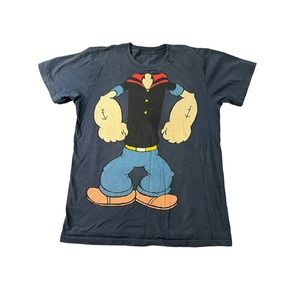 Popeye The Sailor Man Body Tee Tshirt Men's Small Gray Muscle Vintage